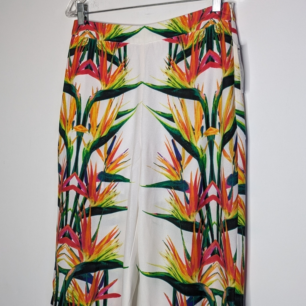 NWT Bisou Bisou White Colorful Bird Of Paradise Floral Sheer Summer Lounge Pant - Picture 2 of 13